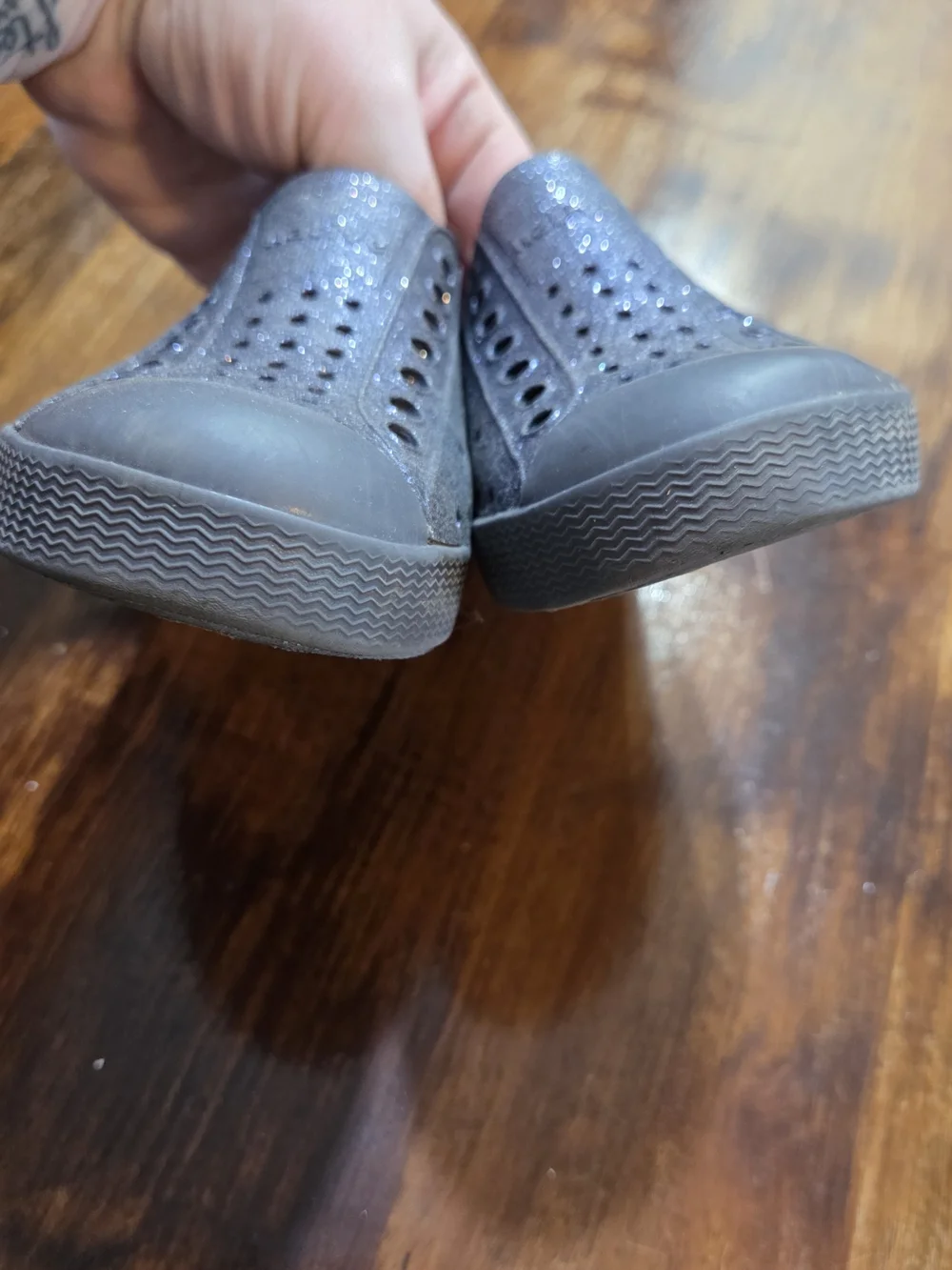 Native Jefferson Navy Blue Glitter Slip On Water Shoes C10 Toddler Gorpcore